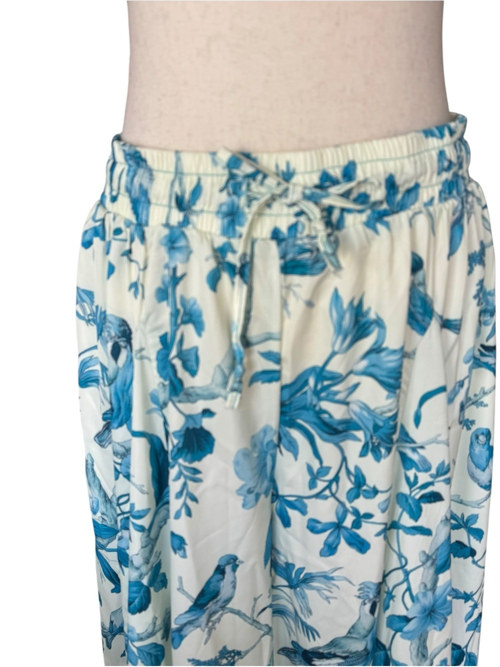 A Rare Bird Tropical Print Stretch Waist Wide Leg Ruffle Pants Boho M L O/S - Picture 3 of 8
